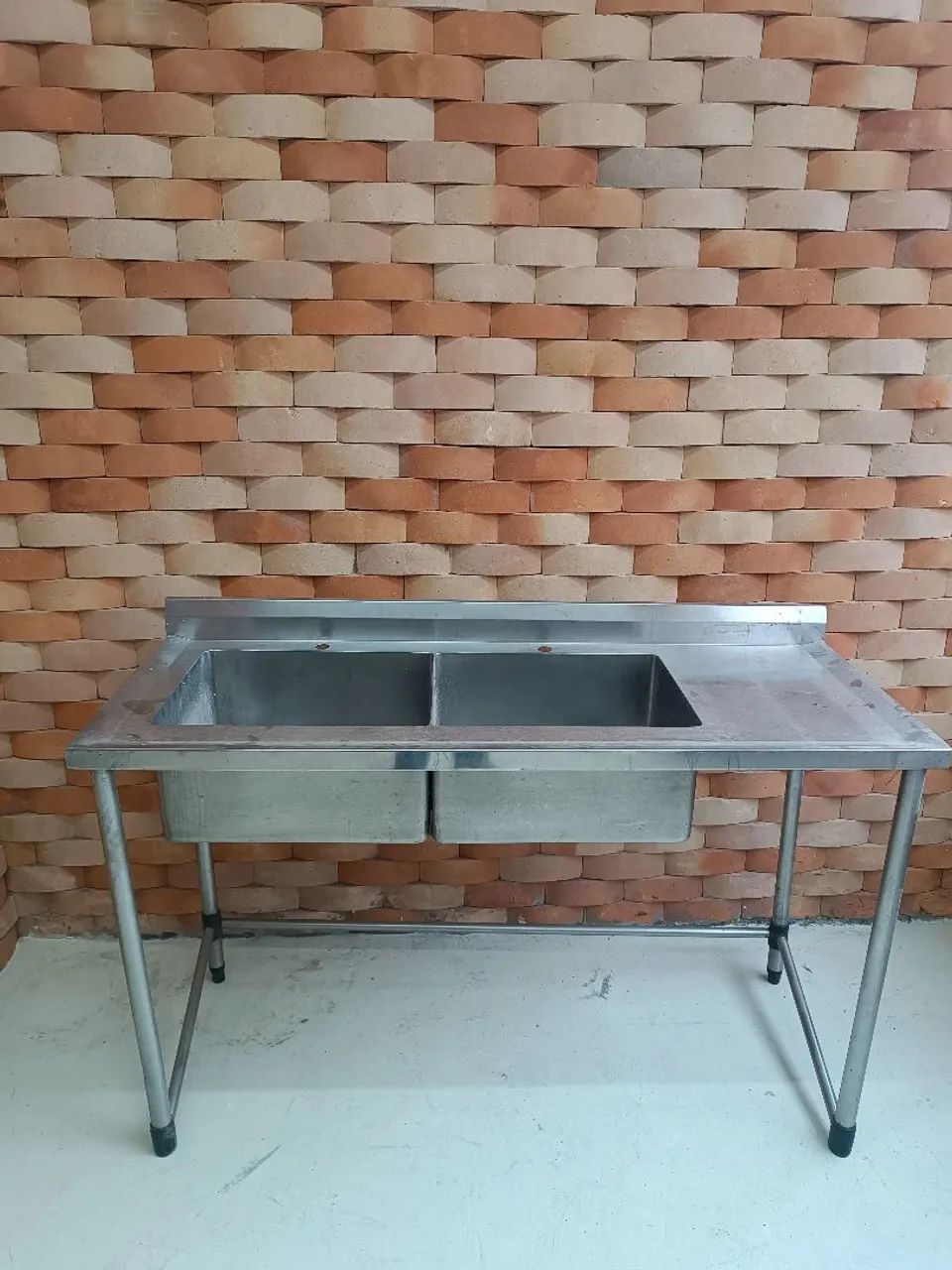 Pia industrial em aço inox com duas cubas - Foto 2