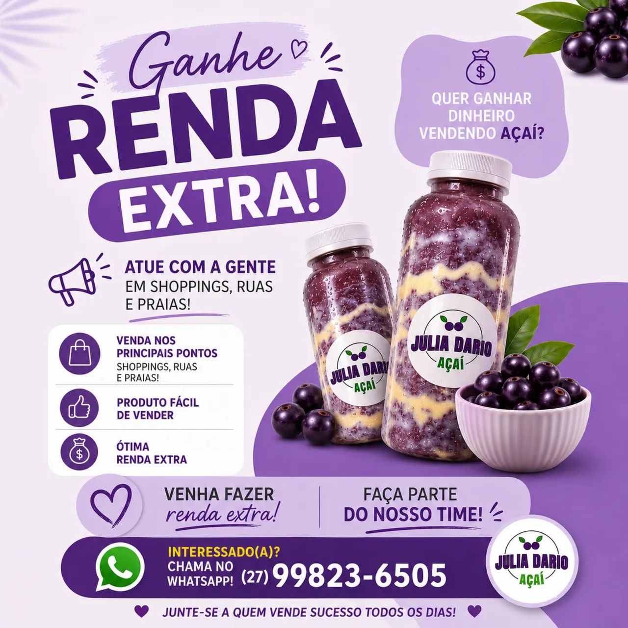 RENDA EXTRA VENDENDO AÇAÍ NA GARRAFA
