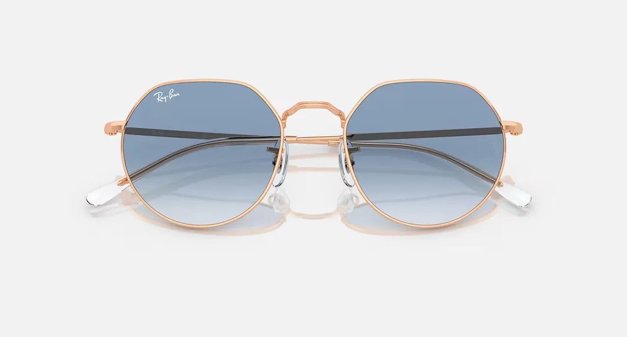 Óculos Ray-Ban Octagonal Ouro Rosado Azul 53 Original Novo - Foto 2