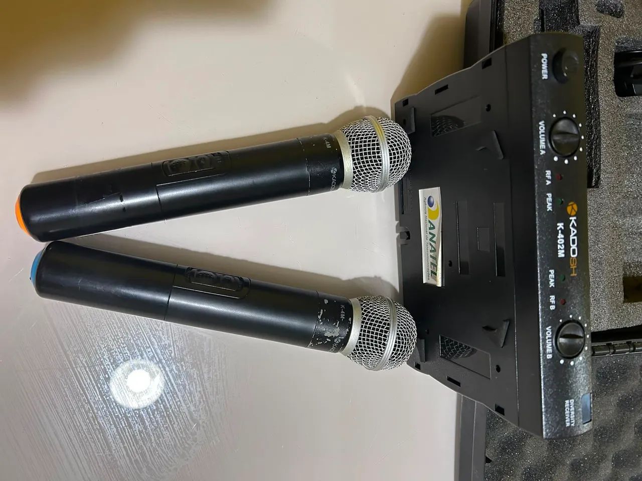 Microfone Sem Fio Duplo Kadosh K-402M - Pra vender logo - Foto 6