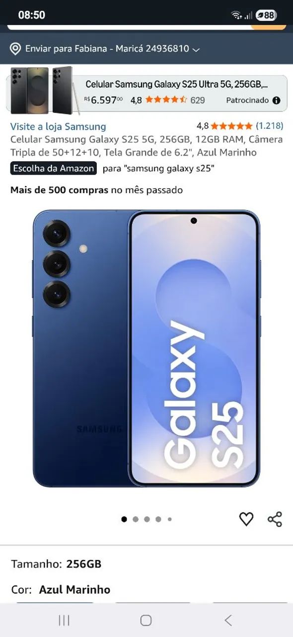 Celular Samsung Galaxy S25 5G, 256GB, 12GB RAM, Câmera Tripla de