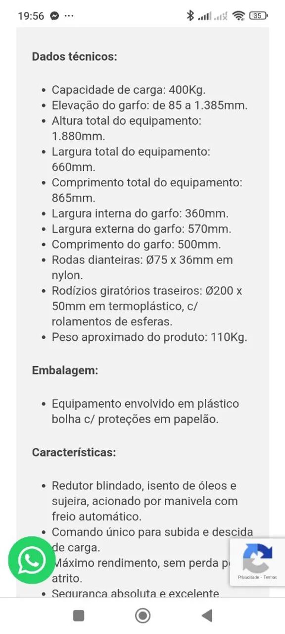 EMPILHADEIRA MANUAL - Foto 6