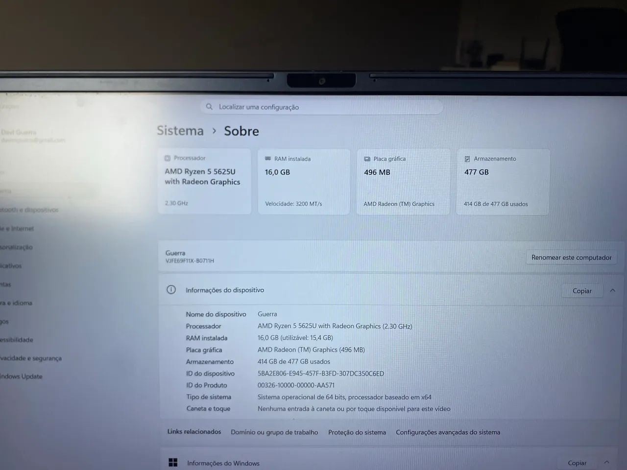 Notebook Vaio Fe 16 Ryzen 5 5625U 16gb de RAM - Foto 2