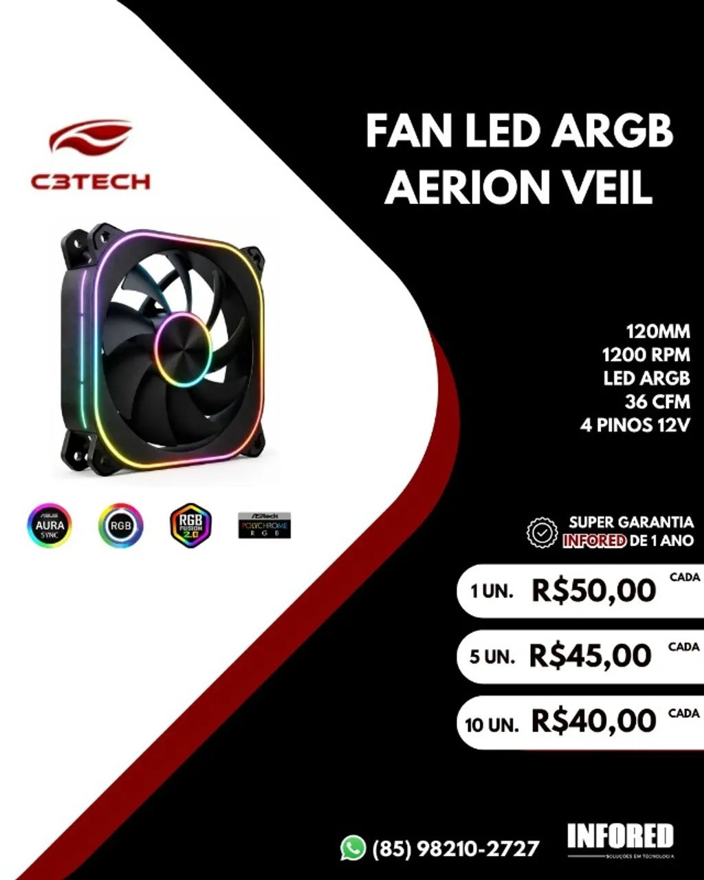 Fan led ARGB modelos variados 