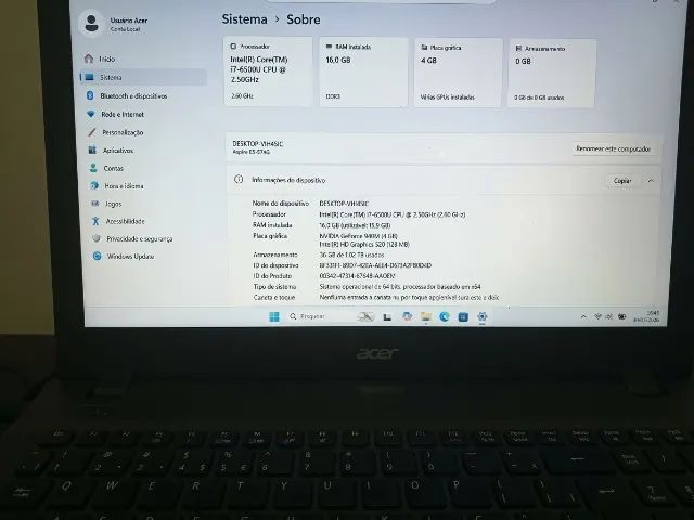 Notebook Acer Aspire E5-574 - Processador i7, 16GB de RAM e Placa de Vídeo Dedicada NVIDIA - Foto 2