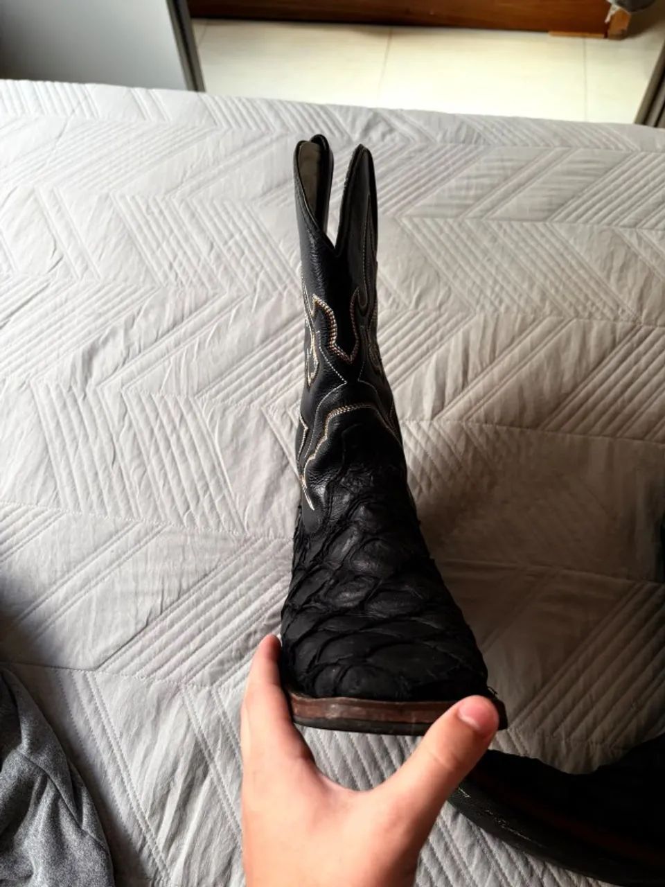 Bota Texana Couro De Pirarucu - Foto 4