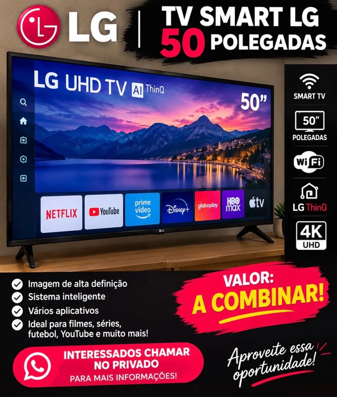 Tv LG 50 polegadas smart seminova 