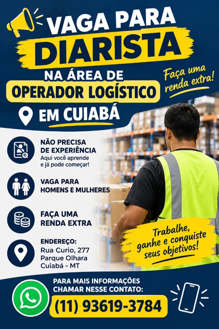 VAGAS PARA *DIÁRISTAS* HOMENS E MULHERES!! 
