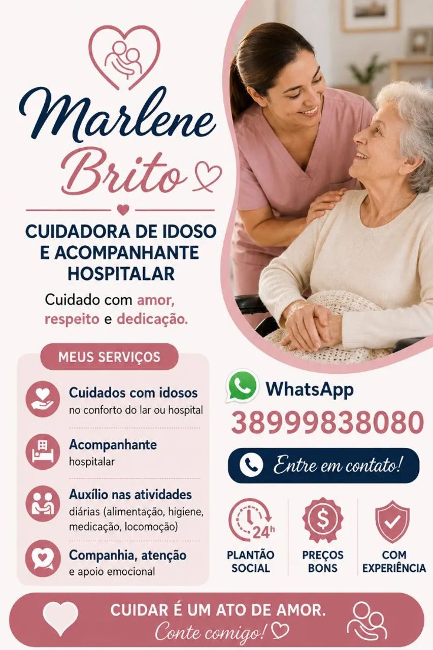 Acompanhante hospitalar e cuidadora de idosos 