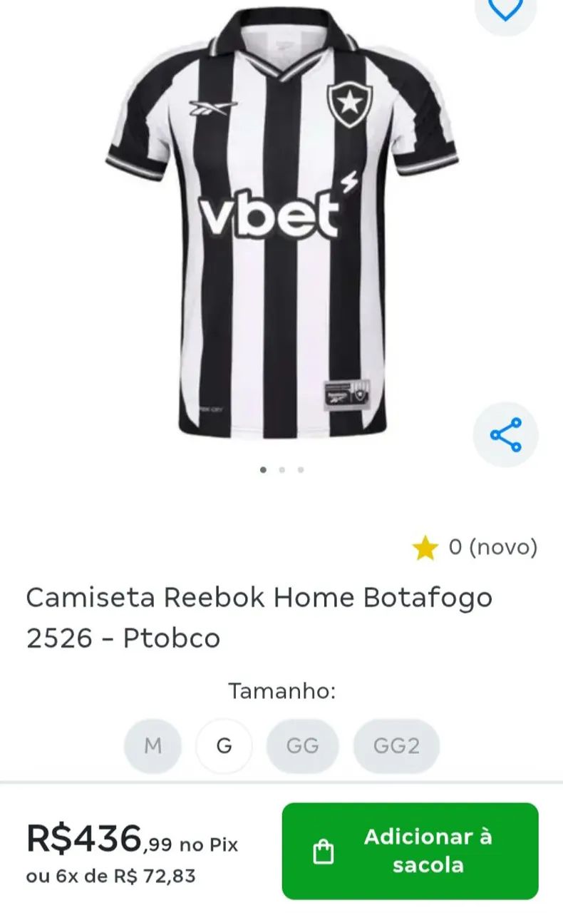 Camisa botafogo Reebok original  - Foto 2