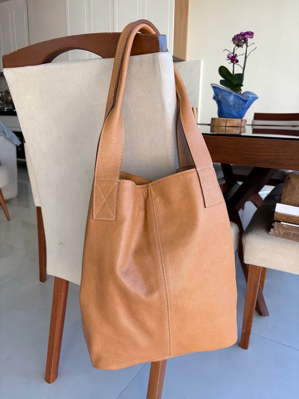 Bolsa de couro caramelo nov - Foto 3