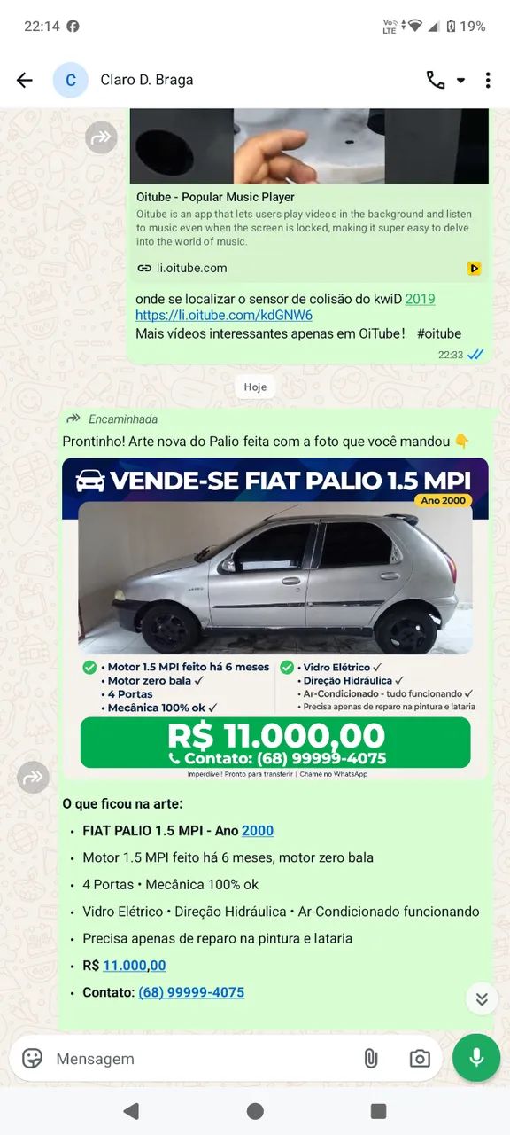 Fiat Palio Elx/ 500 1.0 4P 2000