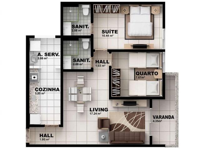 Apartamento de 2/4 uma vagas de garagem - Foto 2