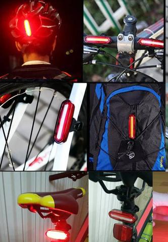 Lanterna bike pisca 2 cores ao mesmo tempo. Bateria recarregável usb led - Foto 4