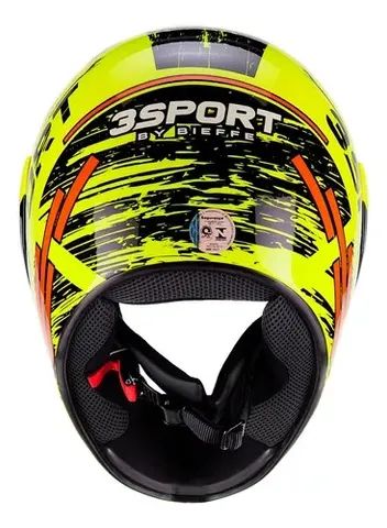 Capacete Bieffe 3 Sport Drax Amarelo/Laranja (Entrega Grátis