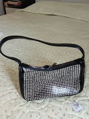 Bolsa nova social preta com pedras. Linda.