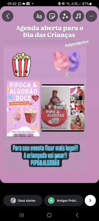 Aluguel: pipoca e algodão doce da Tia Jana 