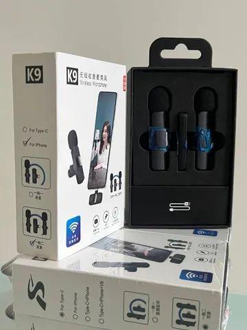 Microfone de lapela k9 duplo nas versões lightning e Tipo C