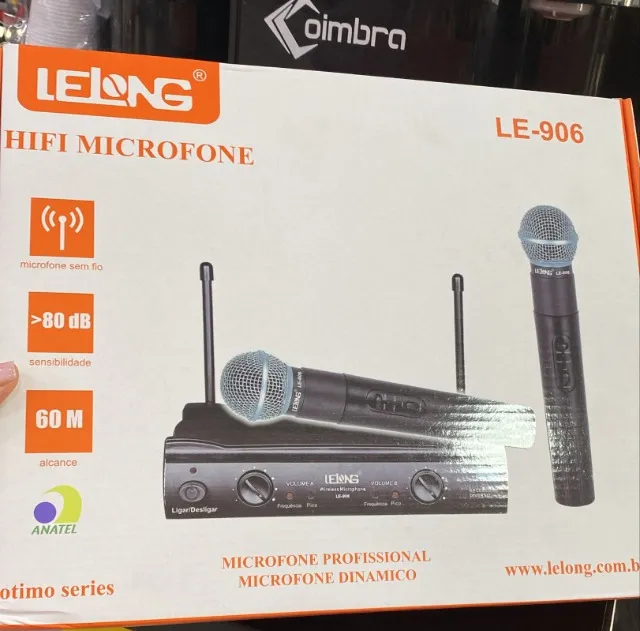 Microfone Profissional UHF LE-906 sem Fio - Lelong Loja Coimbra Computadores Entregamos