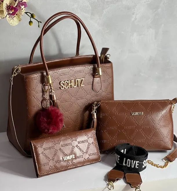 Kit Bolsa Feminina Schutz (3 PEÇAS) - Acompanha Pompom (Consulte Estoque) - Foto 4