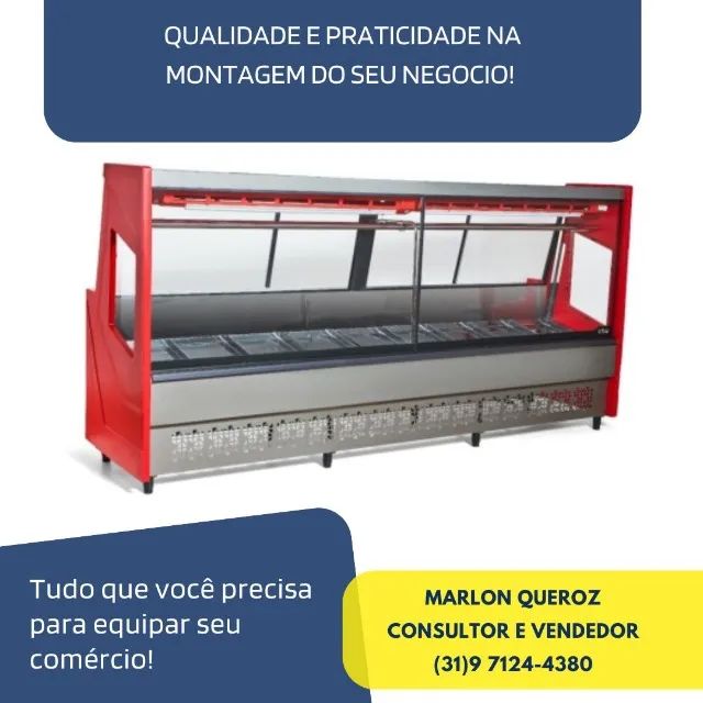 Balcão de Açougue 3 Metros Polar Vermelho