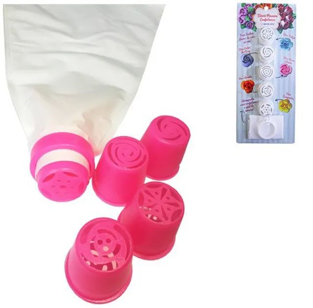 Kit Saco Decorador Confeiteiro Vem Com 5 Bicos Russos