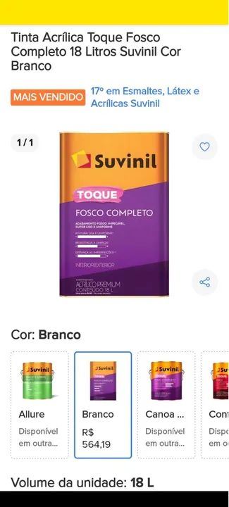 vendo 2x lata de 18 Litros Branco