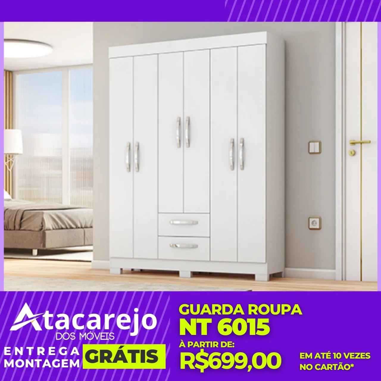 Guarda Roupa 6 Portas Entrega e Montagem Grátis
