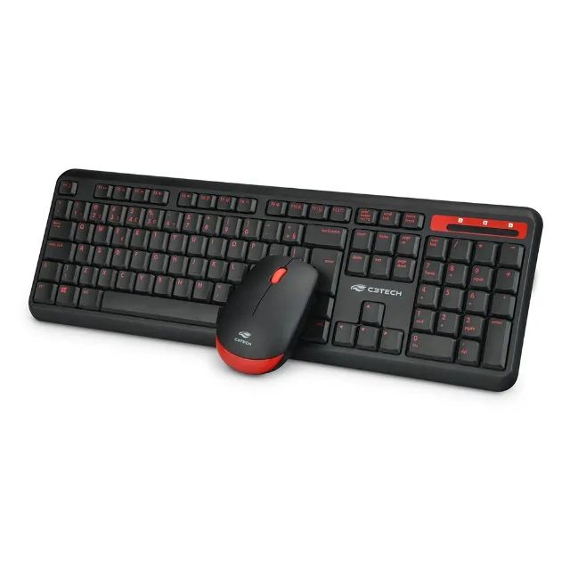 Kit Teclado e Mouse Sem Fio Gamer C3Tech K-W100BK - WZetta