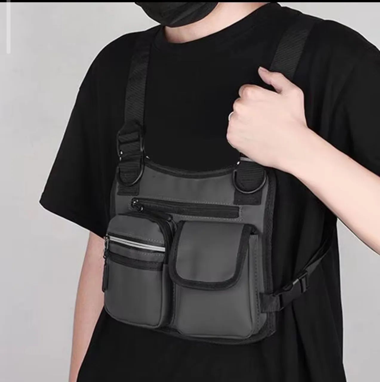 Pochete Peito Masculina - Estilo Streetwear - Azul - Foto 4