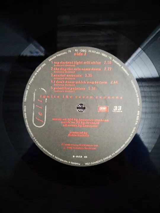LP  FELT- IGNITE THE SEVEN CANNONS - 1985 Raro - Foto 3