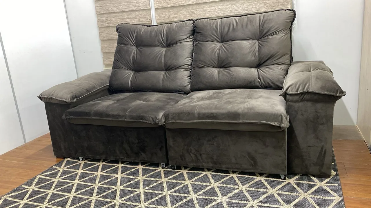 Sofá Retrátil e Reclinável Lugares Confortável e Elegante - Novo