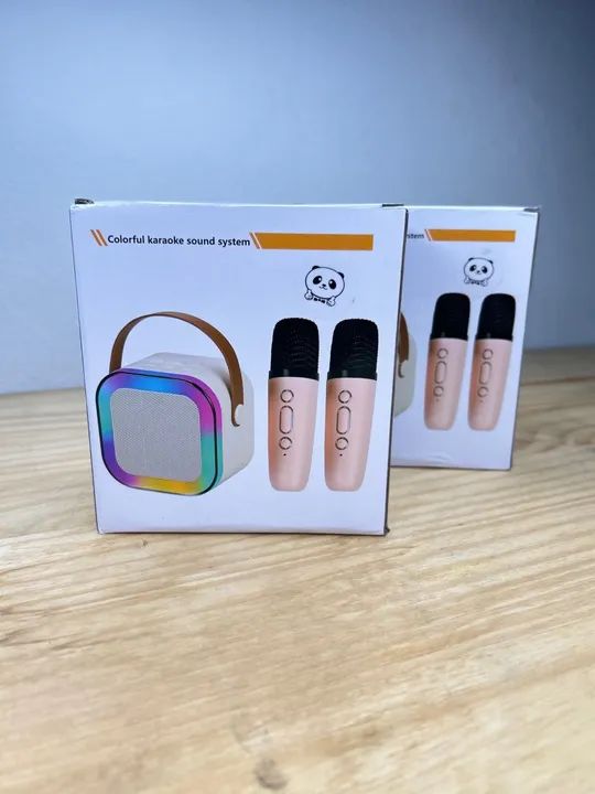 Microfone com Karaokê, 2 Microfones Sem Fio, Caixa de Som Bluetooth