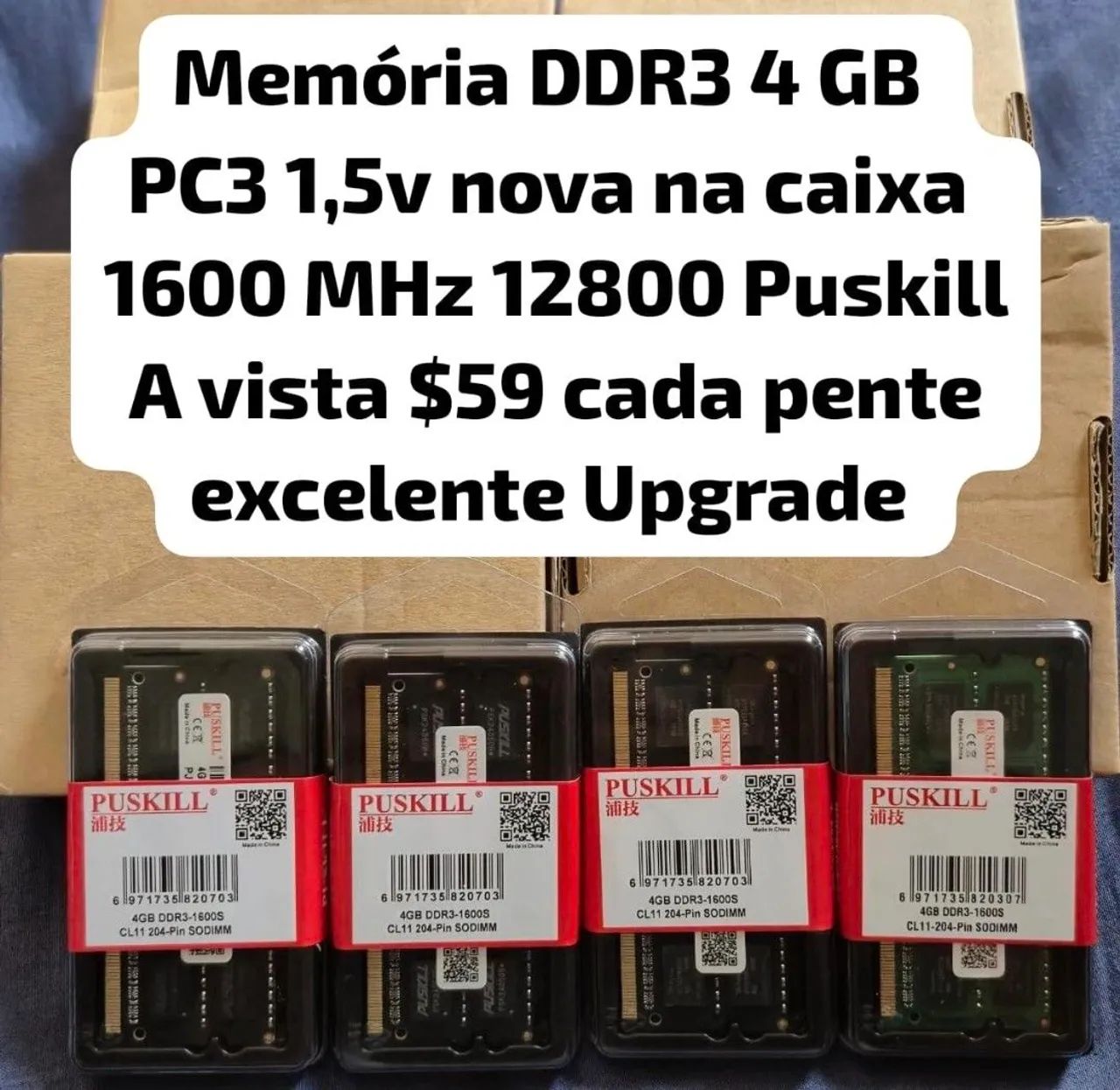 Memória RAM  PC3 4GB 1,5v nova na caixa 