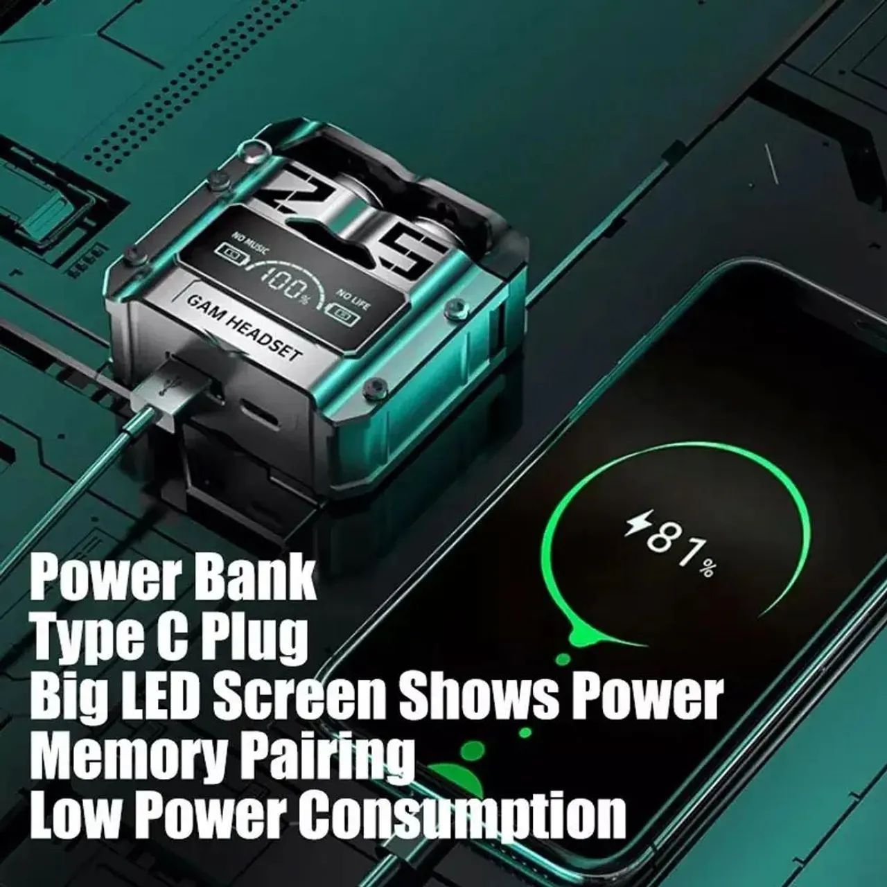 Fone de ouvido Gamer com Display LED e Case - Foto 2