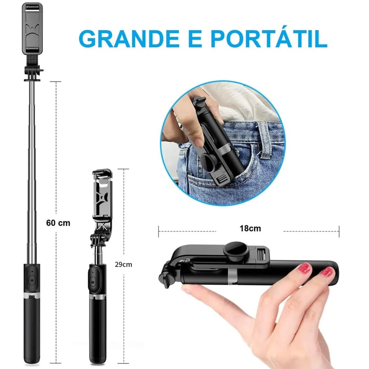 Bastão tripé pau de selfie com Bluetooth - Foto 2