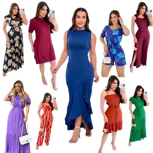 Kit 10 Vestidos e/ou macaquinhos curtos longos mesclados (Pode escolher)