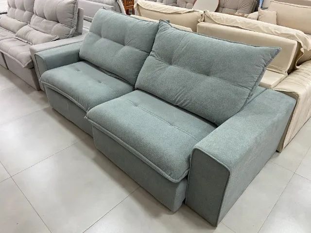 Conforto e Estilo: Sofá 2,50m Retrátil Reclinável em Bouclé - Foto 2