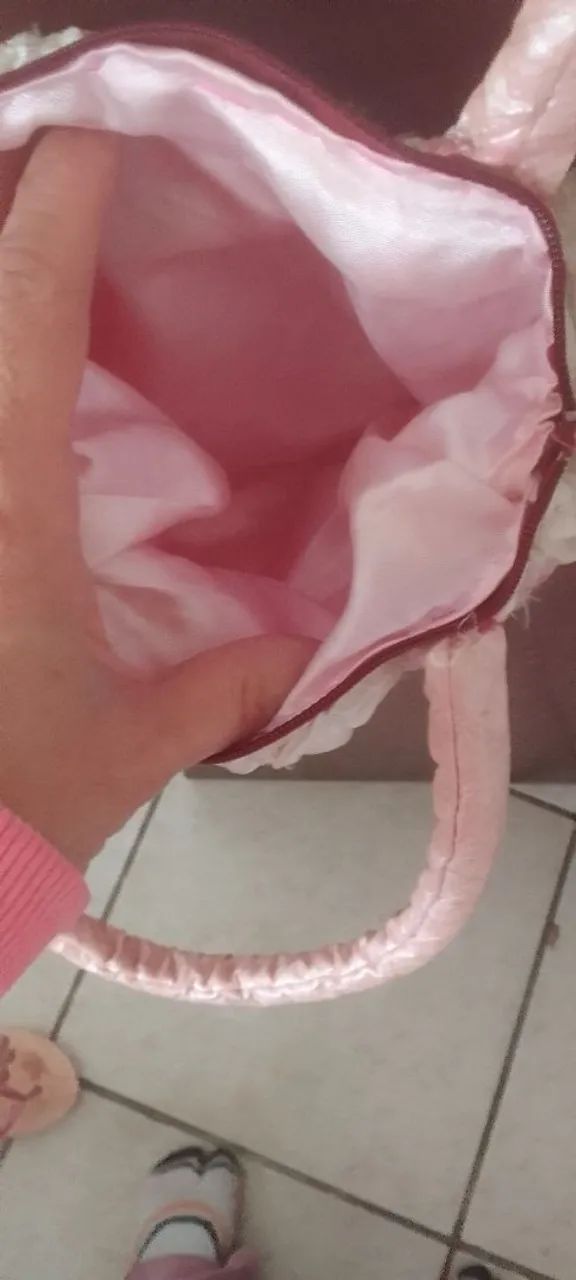 Bolsa de mão rosa de tecido - Foto 2