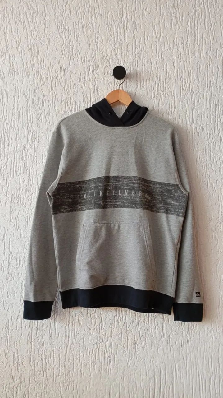 casaco quiksilver moletom cinza e preto veste m