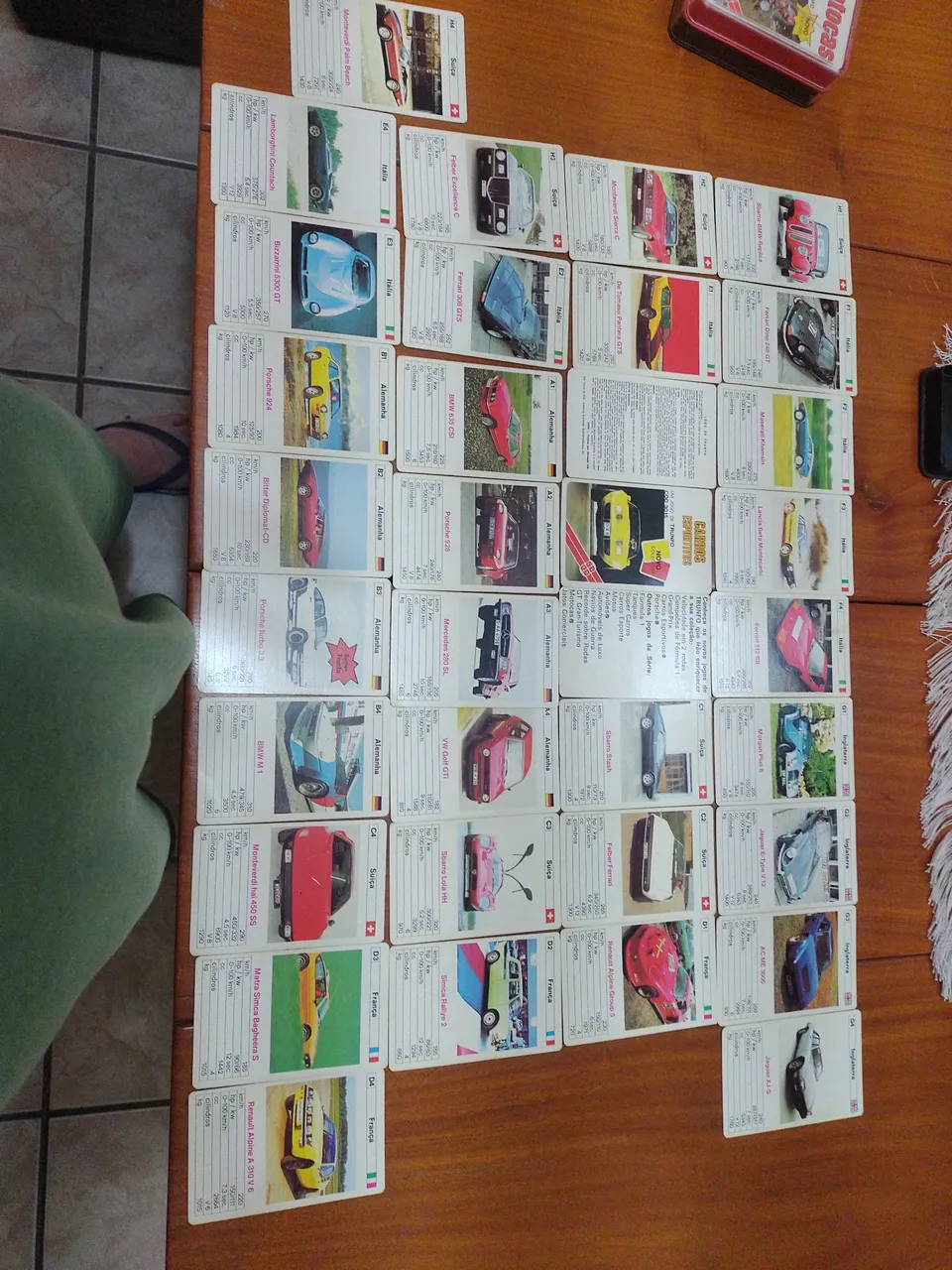 Jogo de cartas Carros Esportivos - Anos 80