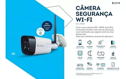 Câmera de segurança Elsys ESC-WB3F com resolução de 2MP visão noturna incluída branca