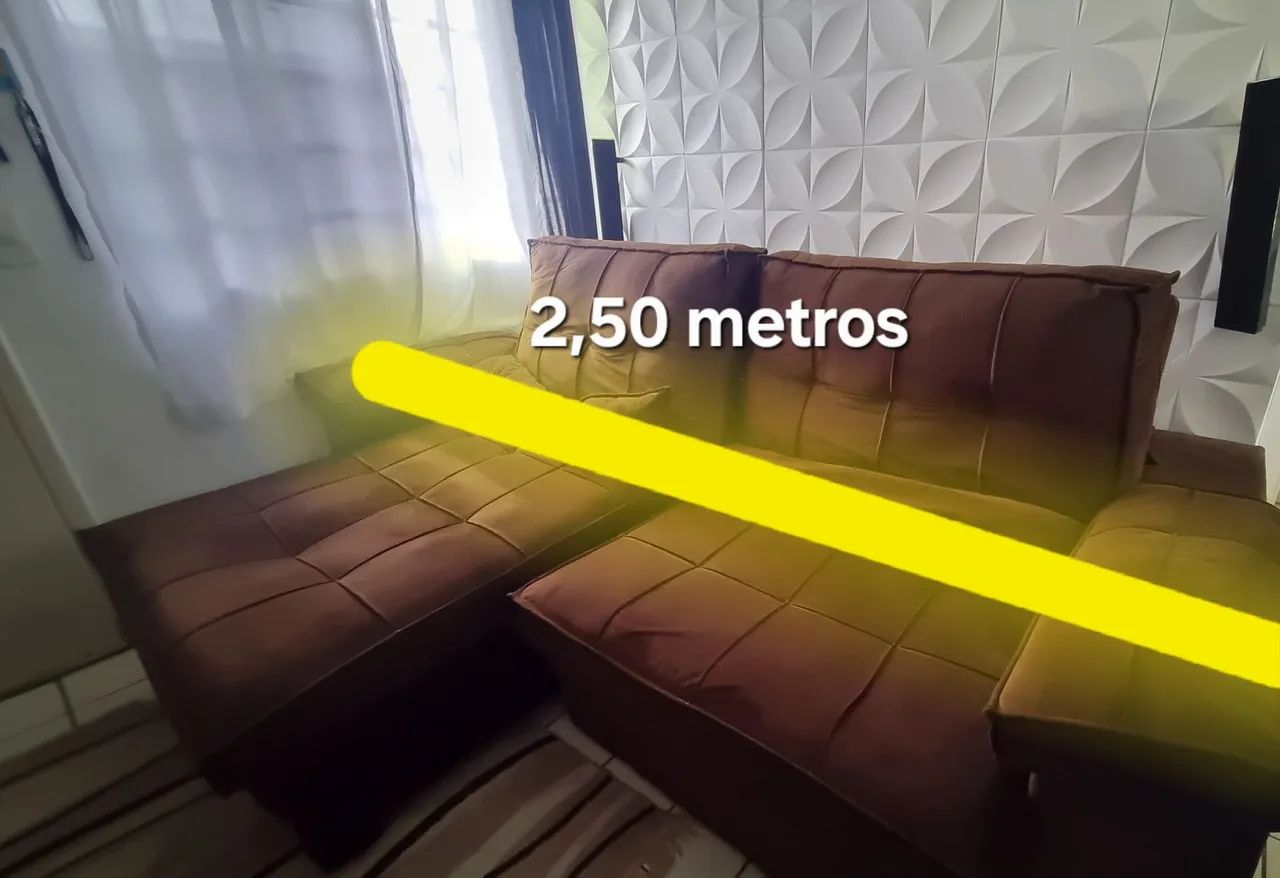 Sofá retrátil 4 lugares marrom Suede 2,50m  - Foto 5