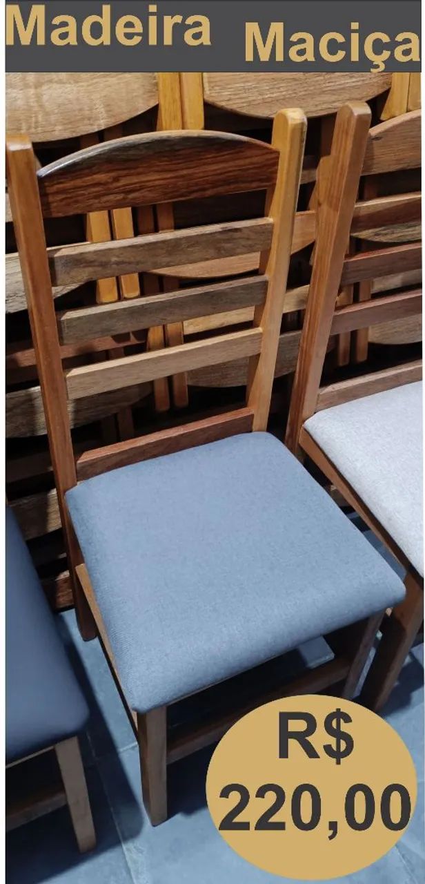 Cadeiras estofadas. Madeira maciça $ 220,00 cada. Novas e a pronta entrega 0 - Foto 2