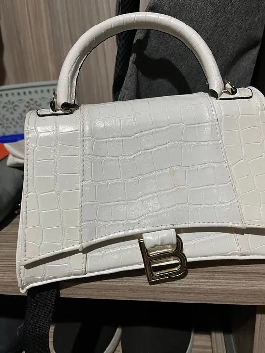 Bolsa Hourglass Croco Branca- (lembra a balenciaga)  - Foto 2