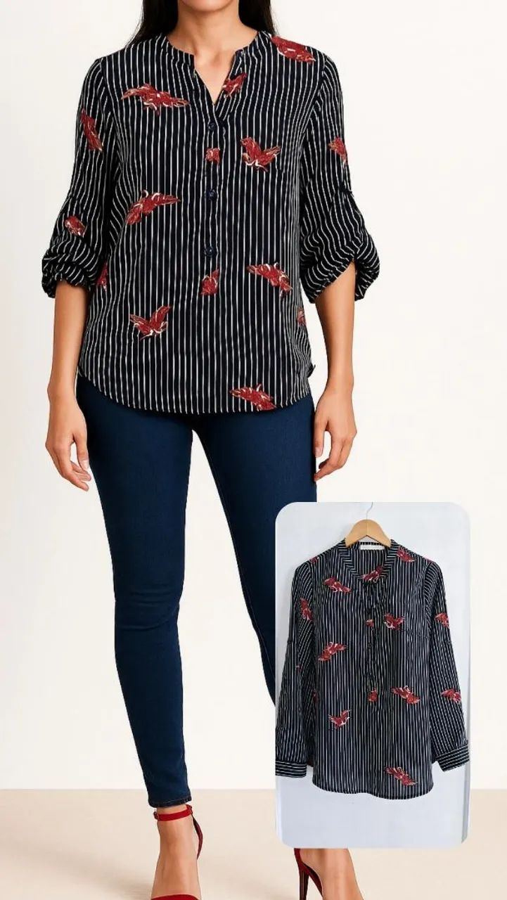Camisa listrada e pássaros Loverly tam P