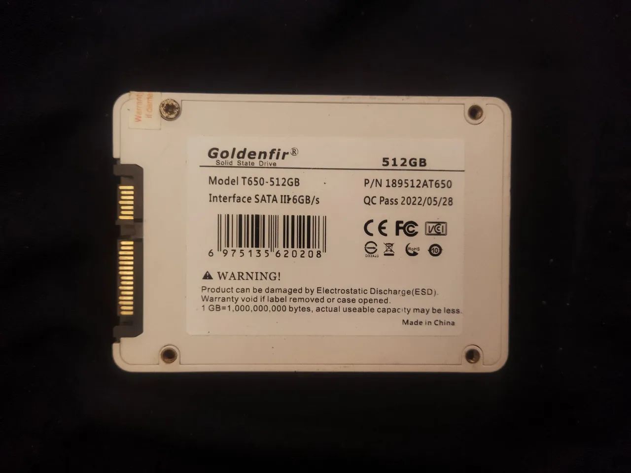 SSD 512gb com problema 