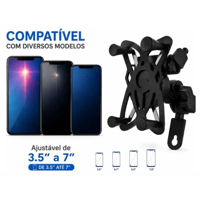 Suporte de Celular para Moto com Carregador USB - Foto 3