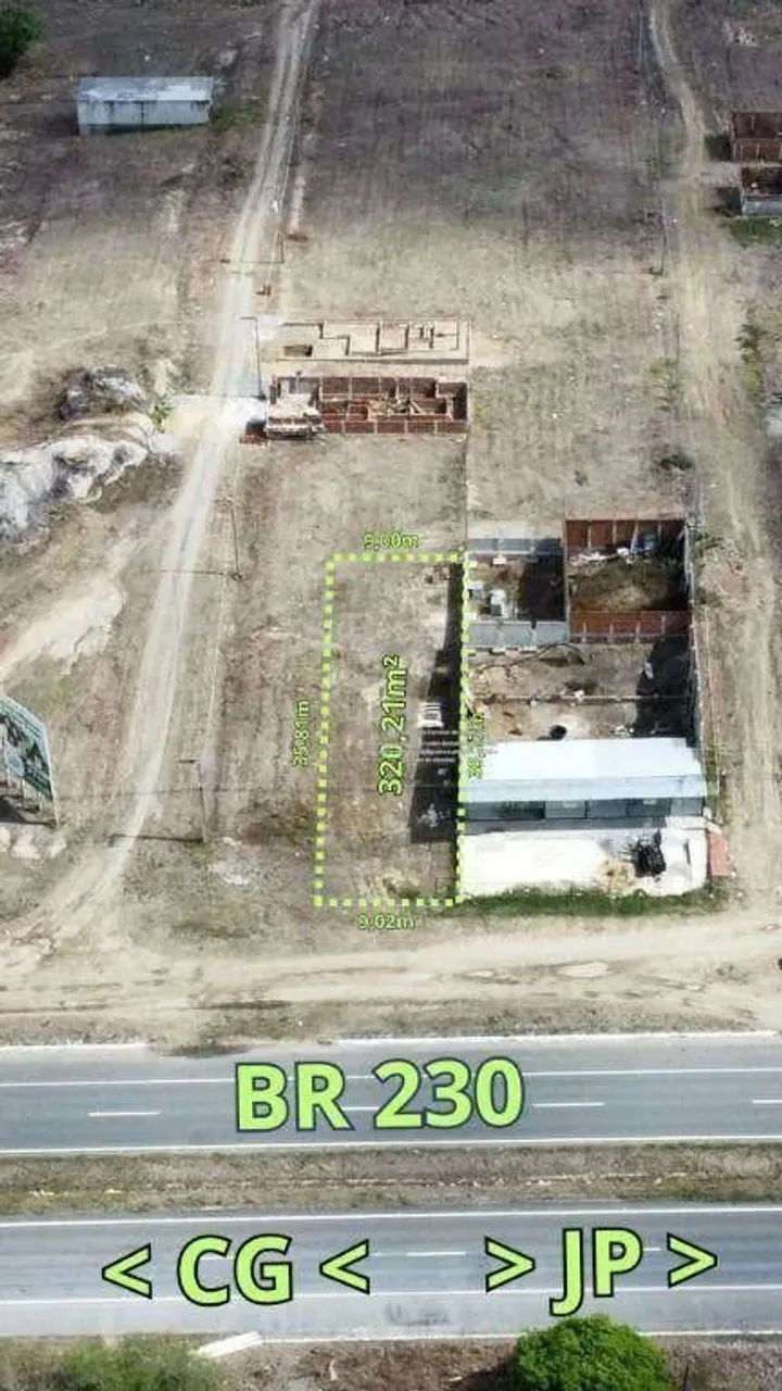 Terreno com 9 metros de frente para a BR 230 - Antes da PRF sentido JP . CG