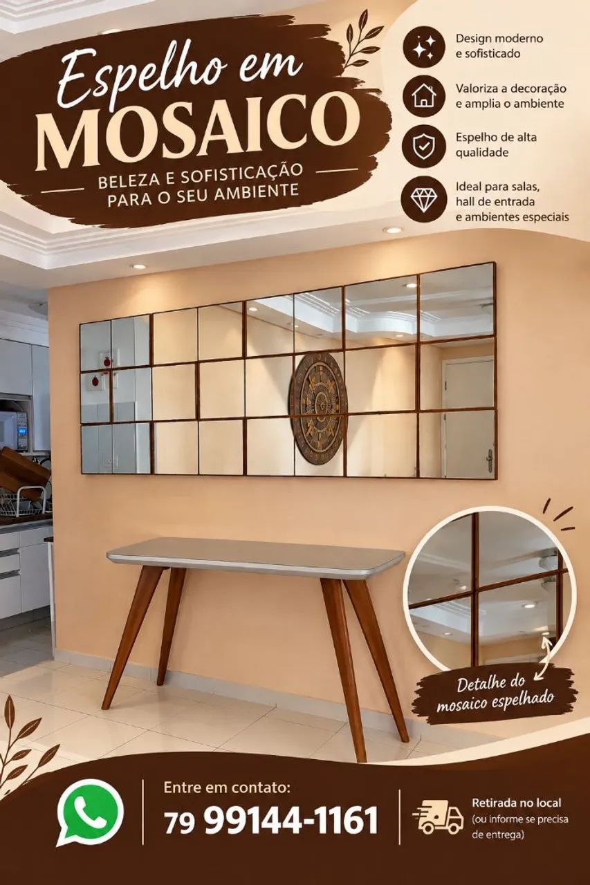 Painel TV e mosaico de espelho